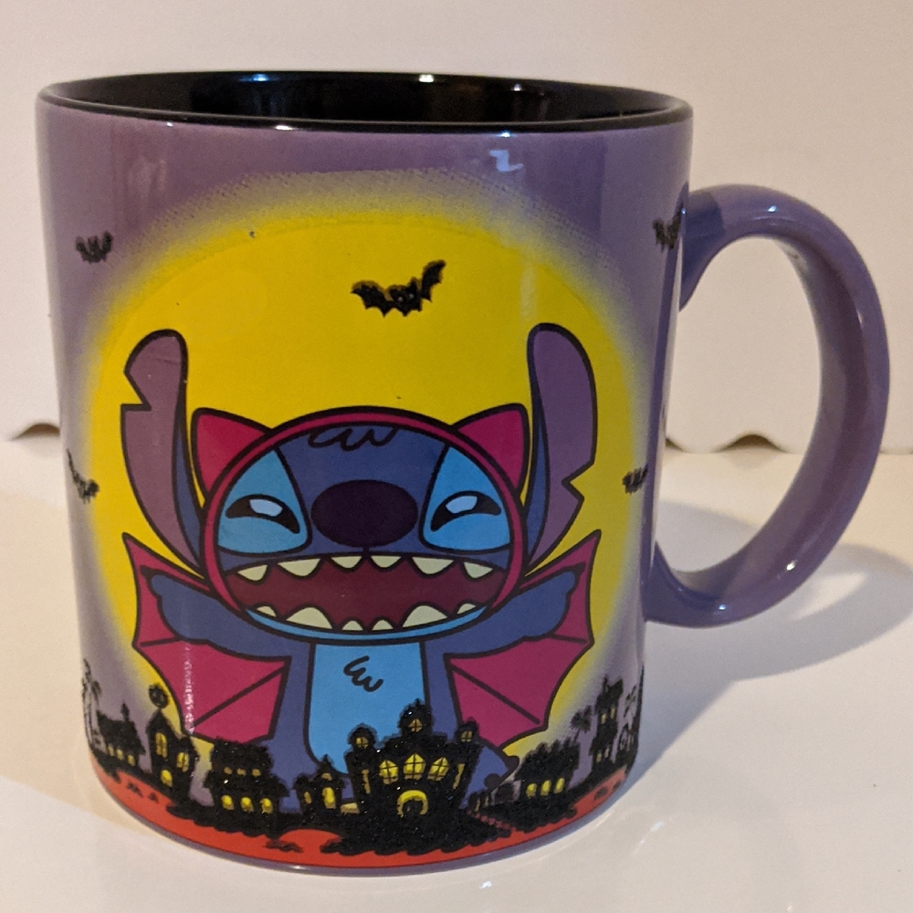 Disney Vampire Stitch Purple Oversized Ceramic Mug Coffee Tea Embossed
